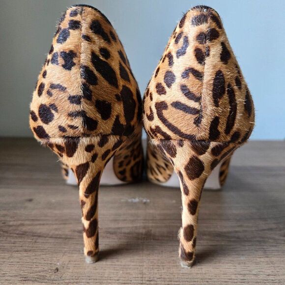 EUC JESSICA SIMPSON CARPENA REAL COW HAIR FUR UPPER ANIMAL PRINT STILETTOS 9.5 - Picture 8 of 16